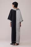 Shop_Bunka_Black Cotton Lace Split V-neck Neesa And White Dress _at_Aza_Fashions