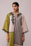 Bunka_Yellow Cotton Lace Open Neck Neesa Mustard And Beige Dress _Online_at_Aza_Fashions