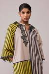 Buy_Bunka_Yellow Cotton Lace Open Neck Neesa Mustard And Beige Dress _Online_at_Aza_Fashions
