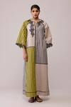 Buy_Bunka_Yellow Cotton Lace Open Neck Neesa Mustard And Beige Dress _at_Aza_Fashions