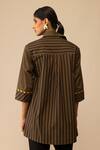 Shop_Bunka_Brown Cotton Collared Neela Olive Tunic With Pant _Online_at_Aza_Fashions