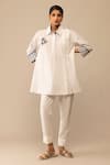 Buy_Bunka_White Cotton Embroidery Collared Neela Tunic With Pant _at_Aza_Fashions