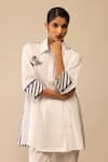 Bunka_White Cotton Embroidery Collared Neela Tunic With Pant _at_Aza_Fashions