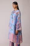 Shop_Bunka_Blue Organza Lace Round Neck Tara Printed Kurta With Pant _Online_at_Aza_Fashions