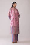 Bunka_Pink Organza Lace Round Neck Tara Printed Kurta With Pant _Online_at_Aza_Fashions