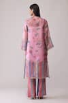 Shop_Bunka_Pink Organza Lace Round Neck Tara Printed Kurta With Pant _at_Aza_Fashions