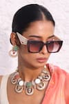 Shop_Zaza By Somya_Gold Plated Gemstones Rajmahal Necklace Set _at_Aza_Fashions