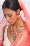 Shop_Zaza By Somya_Gemstones, Rhinestones Rajputana Rani Necklace Set _at_Aza_Fashions