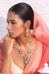 Buy_Zaza By Somya_Gemstones, Rhinestones Rajputana Rani Necklace Set _at_Aza_Fashions