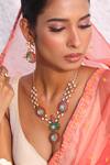 Buy_Zaza By Somya_Gemstones, Rhinestones Rajputana Rani Necklace Set _Online_at_Aza_Fashions