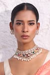 Shop_Zaza By Somya_Mauve Gemstones, Pearls Rajmahal Choker Set _at_Aza_Fashions