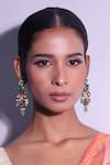 Shop_Zaza By Somya_Gemstones Peacocks Pride Earrings _at_Aza_Fashions