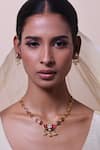 Buy_Zaza By Somya_Red Stones Lotus Bloom Necklace Set _Online_at_Aza_Fashions