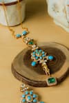 Zaza By Somya_Blue Gemstones Rajwada Regal Necklace Set _Online_at_Aza_Fashions