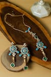 Shop_Zaza By Somya_Blue Gemstones Rajwada Regal Necklace Set _at_Aza_Fashions