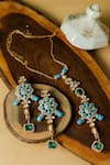 Shop_Zaza By Somya_Blue Gemstones Rajwada Regal Necklace Set _Online_at_Aza_Fashions