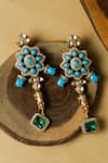 Zaza By Somya_Blue Gemstones Rajwada Regal Necklace Set _at_Aza_Fashions