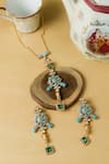 Buy_Zaza By Somya_Blue Gemstones Rajwada Regal Necklace Set _at_Aza_Fashions
