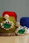 Buy_Zaza By Somya_Green Gemstones Royal Earrings _at_Aza_Fashions