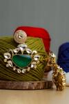 Shop_Zaza By Somya_Green Gemstones Royal Earrings _at_Aza_Fashions