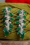 Zaza By Somya_Green Rhinestones Roohani Earrings _Online_at_Aza_Fashions