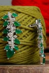 Shop_Zaza By Somya_Green Rhinestones Roohani Earrings _at_Aza_Fashions