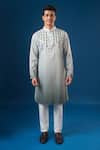 Shop_Rng Safawala_Green Cotton, Silk Mirrors, Embroidery Ombre Kurta Set _Online_at_Aza_Fashions