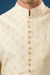 Rng Safawala_Cream Cotton, Silk, Dupion Embroidery Brocade Kurta-bundi Set _Online_at_Aza_Fashions