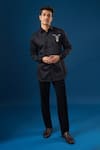 Buy_Rng Safawala_Black Crepe, Silk Sequins Fawn Shirt _at_Aza_Fashions