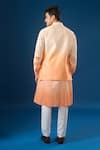 Rng Safawala_Peach Cotton, Silk, Shantoon Embroidery Ombre Kurta-bundi Set _Online_at_Aza_Fashions