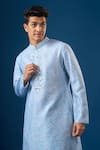 Buy_Rng Safawala_Blue Cotton, Silk, Dupion Mirrors, Embroidery Sky Kurta Set 