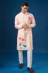 Shop_Rng Safawala_Pink Embroidery Floral Printed Kurta _at_Aza_Fashions