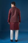 Rng Safawala_Maroon Silk, Dupion, Shantoon Embroidery, Sequins Kurta-bundi Set _Online_at_Aza_Fashions