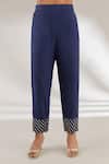Buy_Ajiesh Oberoi_Blue Dupion, Rayon, Silk Embroidery Round Neck Kurta Pant Set _Online_at_Aza_Fashions