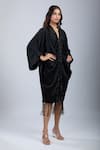 Buy_Tarun Tahiliani_Black V-neck Kimono Sleeve Shirt Dress _Online_at_Aza_Fashions