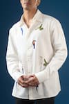 Rohit Bal_Ivory Poplin Embroidery Bird Shirt _at_Aza_Fashions