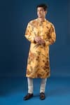 Buy_Rohit Bal_Yellow Dupion, Silk Embroidery Printed Kurta Set _at_Aza_Fashions