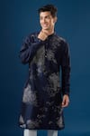 Countrymade_Blue Embroidery Scattered Pattern Kurta Set _Online_at_Aza_Fashions