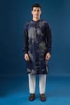 Shop_Countrymade_Blue Embroidery Scattered Pattern Kurta Set _Online_at_Aza_Fashions