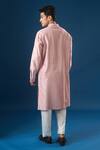 Shop_Countrymade_Pink Embroidery Vertical Line Kurta Set _at_Aza_Fashions