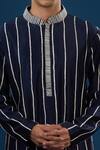 Buy_Countrymade_Blue Embroidery Navy Linear Pattern Kurta Set _Online_at_Aza_Fashions