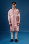 Shop_Countrymade_Pink Embroidery Old Rose Abstract Cloud Kurta Set _Online_at_Aza_Fashions