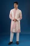 Buy_Countrymade_Pink Embroidery Old Rose Line Pattern Kurta Set _Online_at_Aza_Fashions