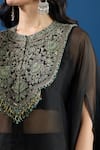 Prisho_Black Embroidery Round Neck Kaftan Set _Online_at_Aza_Fashions