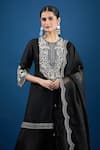 Buy_Prisho_Black Chiffon Embroidery Round Neck Designer Kurta Set _Online_at_Aza_Fashions
