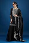 Shop_Prisho_Black Chiffon Embroidery Round Neck Designer Kurta Set _Online_at_Aza_Fashions