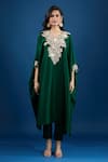 Prisho_Green Embroidery Round Neck Kaftan And Pant Set _Online_at_Aza_Fashions