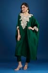 Buy_Prisho_Green Embroidery Round Neck Kaftan And Pant Set _Online_at_Aza_Fashions