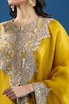 Prisho_Yellow Chiffon Embroidery Round Neck Designer Kurta Set With Dupatta _at_Aza_Fashions