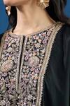 Buy_Prisho_Black Embroidery Round Neck Designer Kaftan And Tulip Pant Set _Online_at_Aza_Fashions